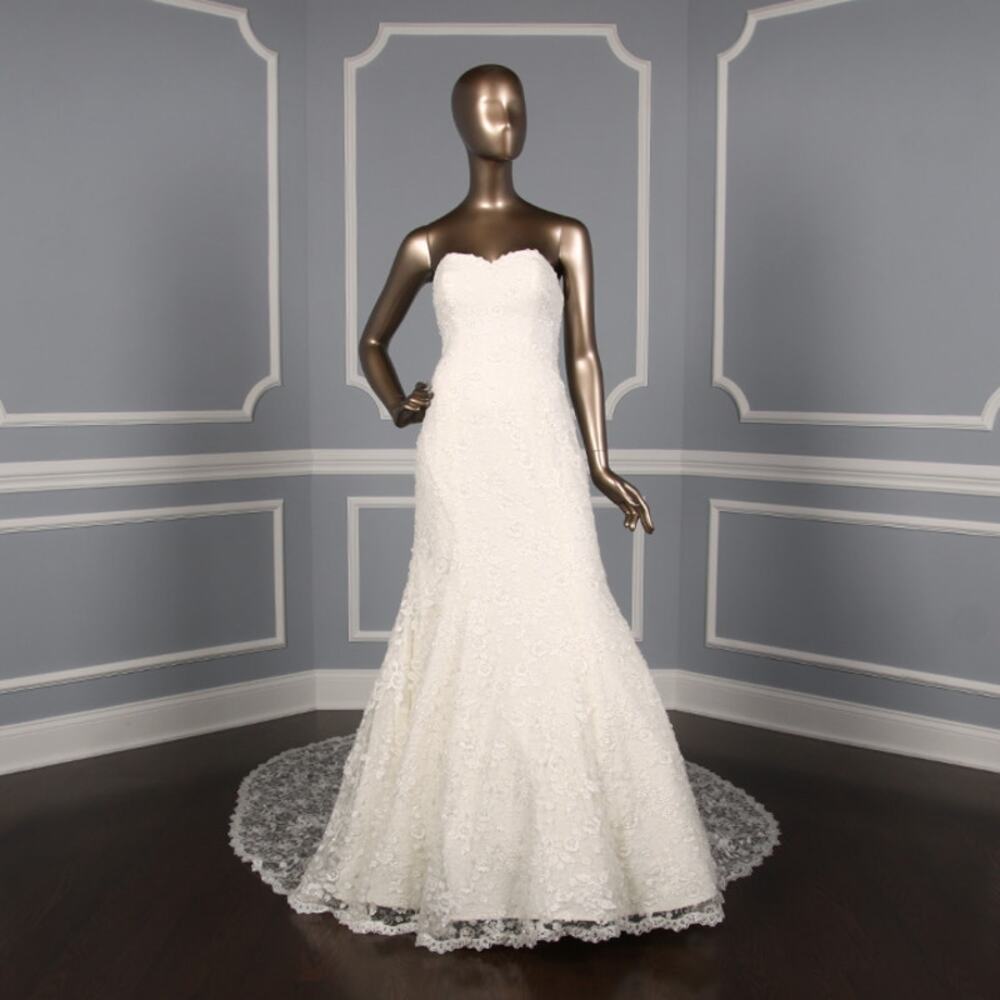 Sareh Nouri Daphne Ivory Strapless Trumpet Lace Wedding Dress Bridal Gown 10
